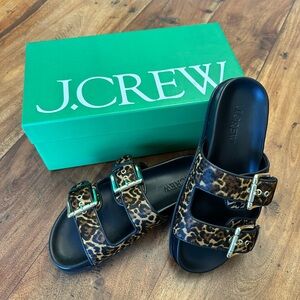 ☀️ NIB J. CREW Colbie Buckle Sandals in Leopard-Print Calf Hair